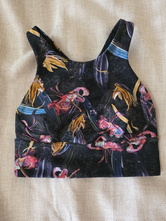 lululemon athletica Other - lululemon athletica Black Sports Bra with Pink, Yellow‎ & Purple Floral Accents